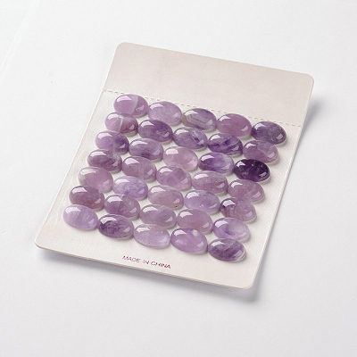 Natural Amethyst Gemstone Oval Cabochons G-J329-13-6x8mm-1