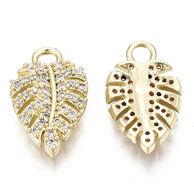 Brass Micro Pave Clear Cubic Zirconia Pendants X-KK-S310-46-1