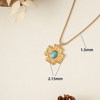 304 Stainless Steel & Synthetic Turquoise Pendant Necklaces for Women WGA2F7A-03-1