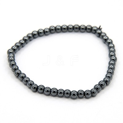 Elastic Non-Magnetic Synthetic Hematite Beaded Stretch Bracelets BJEW-O017-02-1