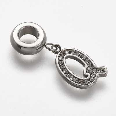 304 Stainless Steel European Dangle Charms STAS-F042-Q-1