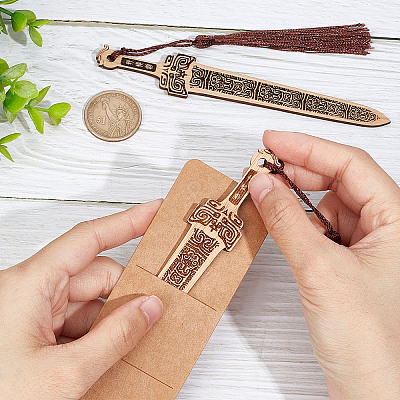 Sword Bamboo Bookmarks AJEW-WH0291-91-1