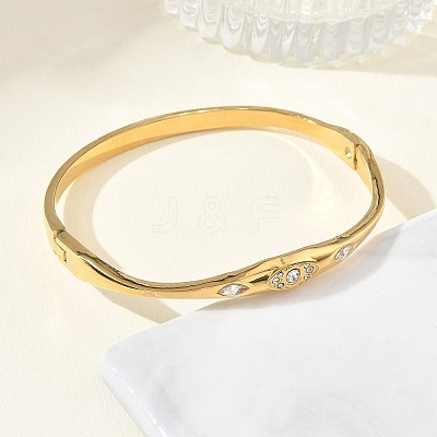 304 Stainless Steel & Rhinestone Hined Bangles for Women BJEW-Z178-08G-1