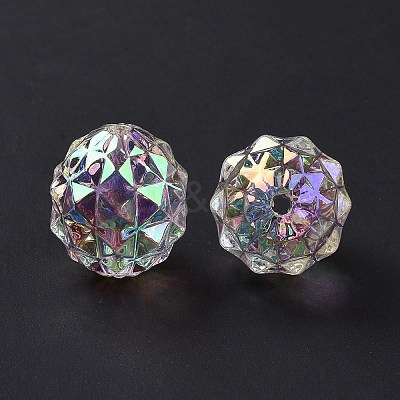 Transparent UV Plating Rainbow Iridescent Acrylic Beads X-OACR-C013-11-1