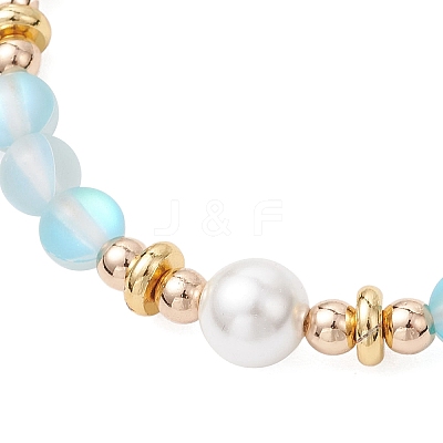 Synthetic Moonstone Round Beaded Bracelets for Women BJEW-JB11915-02-1