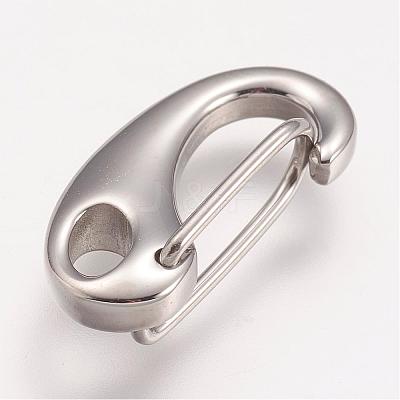 Tarnish Resistant 304 Stainless Steel Push Gate Snap Keychain Clasp Findings STAS-F083-06P-1