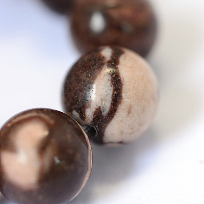 Natural Zebra Jasper Round Bead Strands X-G-E334-10mm-12-1
