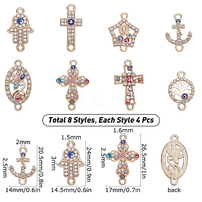 Alloy Rhinestone Links Connectors ALRI-SC0001-09LG-1