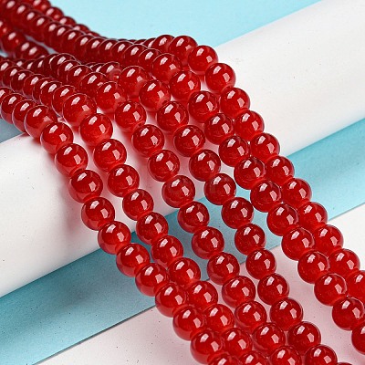 Baking Paint Imitation Jade Glass Round Bead Strands DGLA-Q021-6mm-29-1