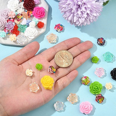 50Pcs 5 Styles Resin Cabochons CRES-YW0002-40-1