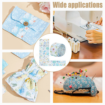 Flower Pattern Cotton Fabrics DIY-WH0588-11B-1