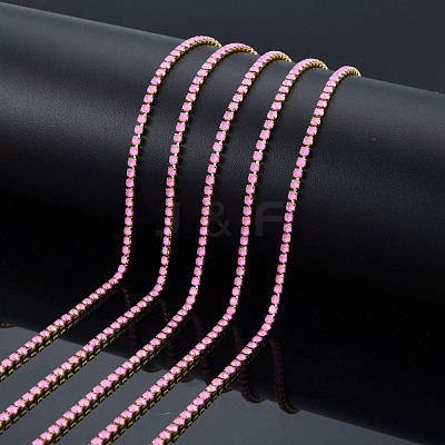 Brass Rhinestone Strass Chains CHC-N017-003B-C06-1