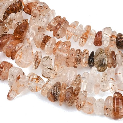 Natural Black Gold Rutilated Quartz Beads Strands G-G905-20A-1