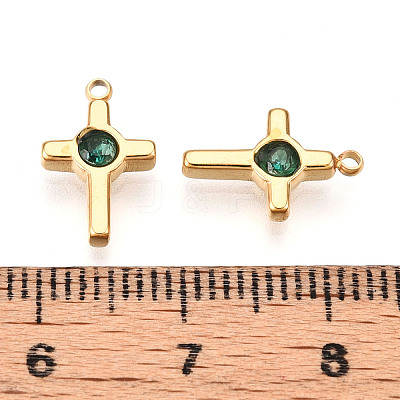 Ion Plating(IP) 304 Stainless Steel Micro Pave Cubic Zirconia Charms STAS-N110-01G-G-1