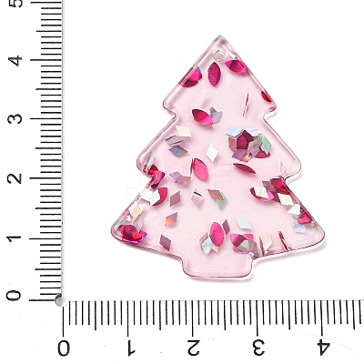 Christmas Tree Printed Opaque Acrylic Pendants OACR-Q080-02A-1