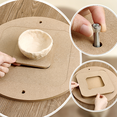 Medium Density Fiberboard (MDF) Portable Clay Wedging Board with Built AJEW-PH0006-65B-1