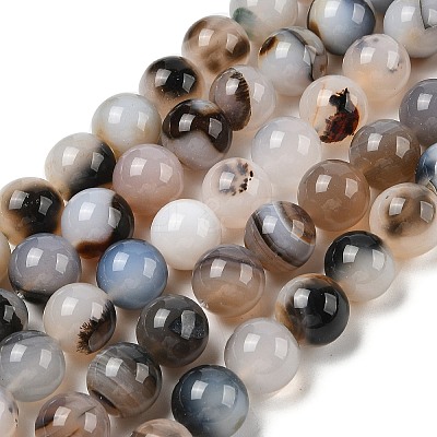 Natural Dendritic Agate Beads Strands G-A248-A07-06-1