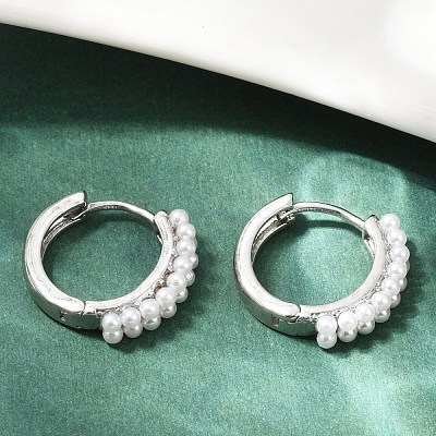 Brass ABS Imitation Pearl Hoop Earrings EJEW-M082-04P-1