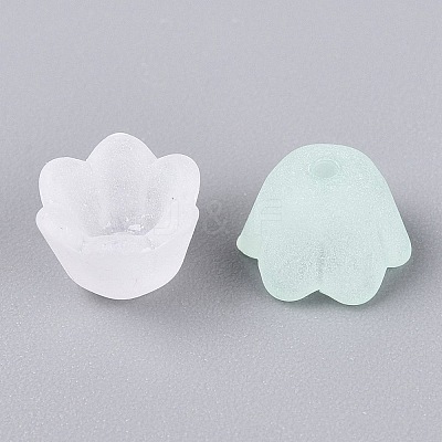 Frosted Transparent Acrylic Flower Bead Caps X-OACR-Q203-01-1