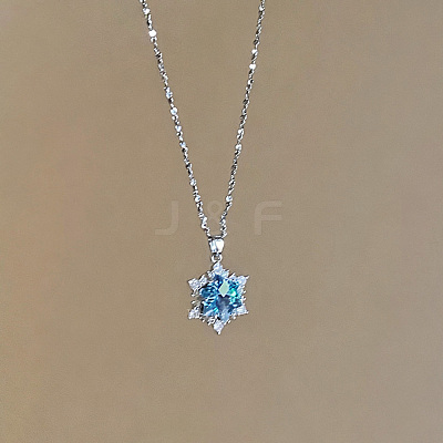 Christmas Alloy Rhinestone Snowflake Pendant Necklaces for Women WG6BE39-02-1