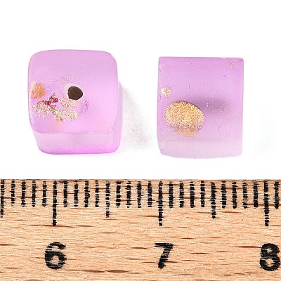Frosted Glass Beads with Golden Glitter Powder DGLA-NH001-8mm-01I-1