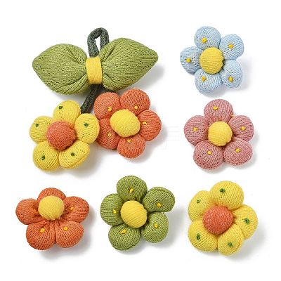6Pcs 6 Styles Flower Cotton Brooches JEWB-CJ0001-72-1