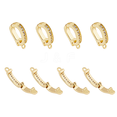 8Pcs Brass Micro Pave Cubic Zirconia Enhancer Shortener Pendant Bails ZIRC-HY0001-10-1