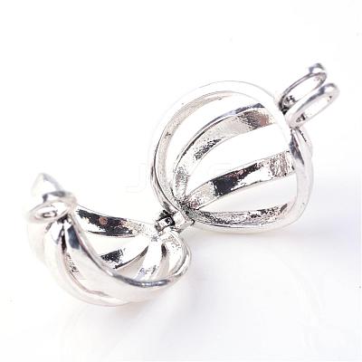 Rack Plating Brass Cage Pendants KK-S751-064AS-1