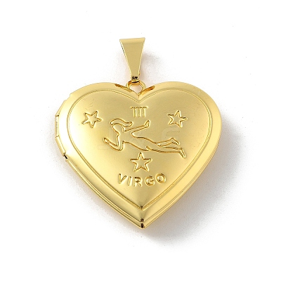 Brass Locket Pendants KK-C092-25G-02-1