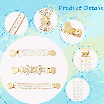 3Pcs 3 Styles Alloy Cardigan Clips FIND-GF0008-21-1