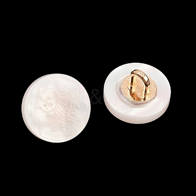 1-Hole Resin Alloy Shank Buttons FIND-B065-03G-03-1