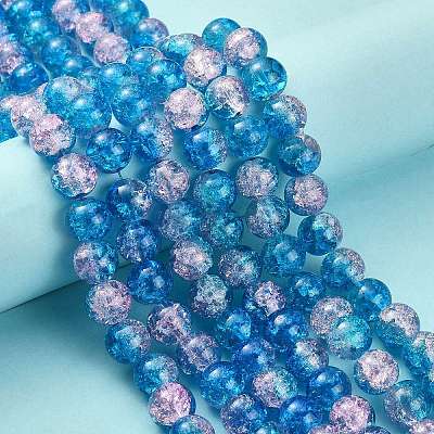 Spray Painted Crackle Glass Beads Strands LS-CCG-Q001-10mm-19-1