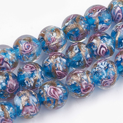 Handmade Gold Sand Lampwork Beads LAMP-T006-08E-1