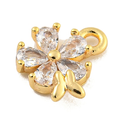 Brass Micro Pave Clear Cubic Zirconia Pendants KK-U015-10G-1