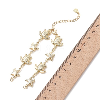 Summer Beach 304 Stainless Steel Turtle Starfish Link Chain Bracelet Making AJEW-JB01612-1