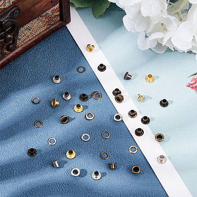 200 Sets 4 Colors Iron Grommet Eyelet Findings SCRA-GF0001-02-1