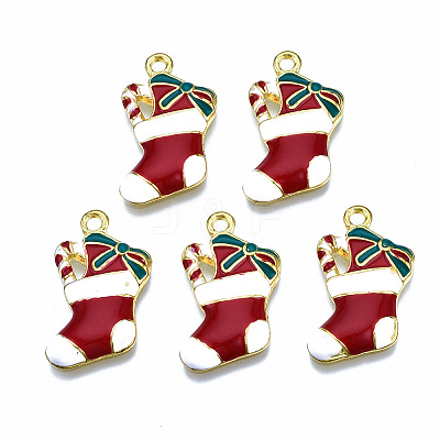Rack Plating Alloy Enamel Pendants ENAM-Q443-023-RS-1