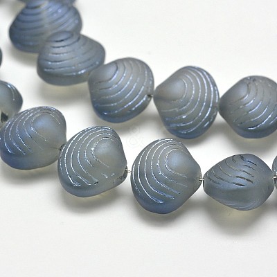 Frosted Electroplate Glass Shell Beads Strands X-EGLA-M002-B01-1