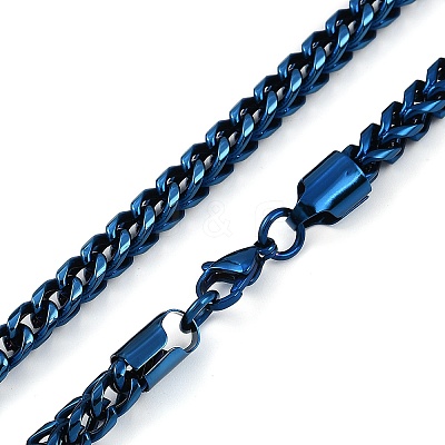 Ion Plating(IP) 304 Stainless Steel Wheat Chain Necklaces for Men NJEW-B116-04BL-1