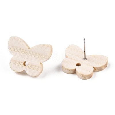 Ash Wood Stud Earring Findings EJEW-N017-011Y-1