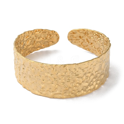 304 Stainless Steel Hammered Textured Cuff Bangles for Women BJEW-Q770-03G-1
