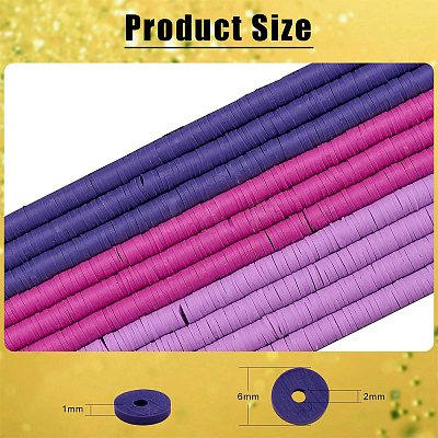 10 Strands 3 Colors Flat Round Handmade Polymer Clay Beads CLAY-SZ0002-03A-1