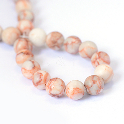 Natural Red Netstone Round Bead Strands X-G-E334-8mm-06-1