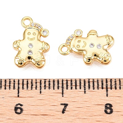 Christmas Theme Brass Micro Pave Clear Cubic Zirconia Charms KK-T073-08G-1
