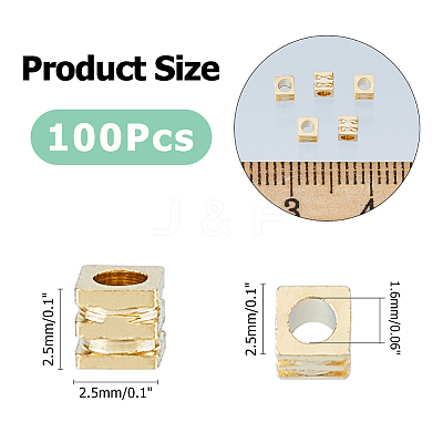 100Pcs Brass Beads KK-FI0001-03B-1