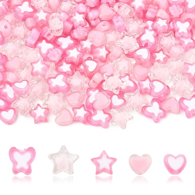 200Pcs 5 Styles Transparent Acrylic Beads TACR-FS0001-54A-1