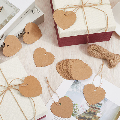 100Pcs Lace Edged Heart Paper Gift Tags CDIS-CP0001-01B-1