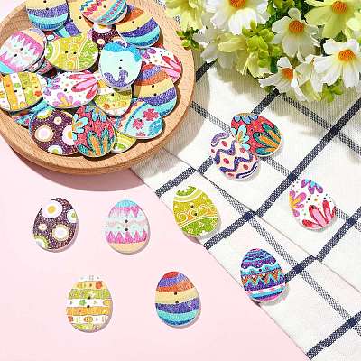 50Pcs 2-Hole Wood Buttons BUTT-CJC0004-02-1