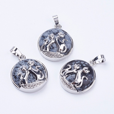 Natural Snowflake Obsidian Pendants G-K234-A06-1