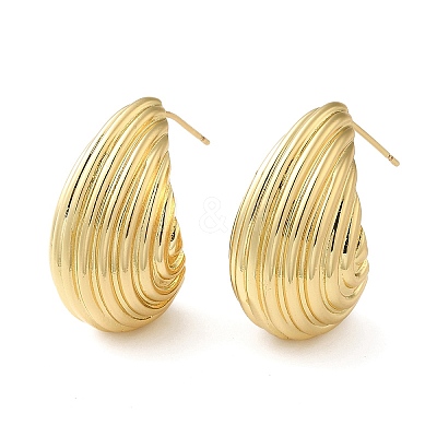 Rack Plating Brass Shell Shape Stud Earrings for Women X-EJEW-Z019-20G-1
